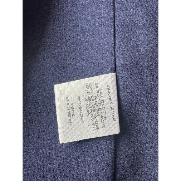 Jonathan Simkhai Structured Stripe Blazer Midnight Blue Khaki Size 6 - Picture 6 of 9